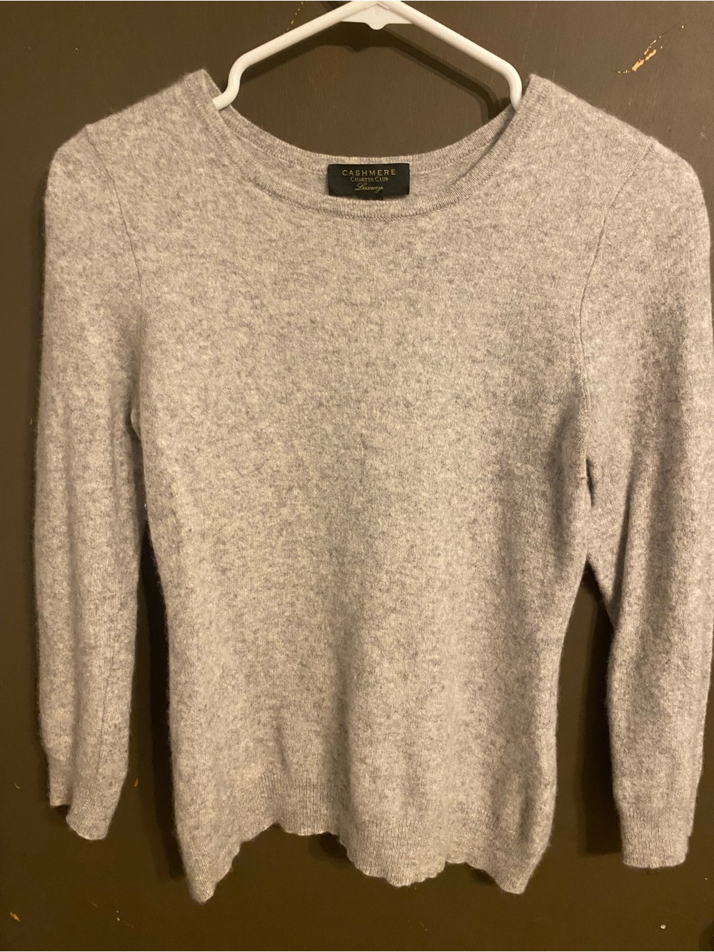 100% Cashmere. Charter Club Light Gray Cashmere Crewneck Sweater. Fall. Size PL